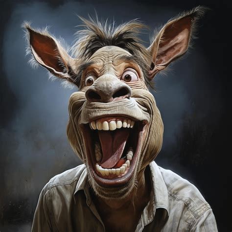 Premium Ai Image Caricature Portrait Of A Funny Donkey