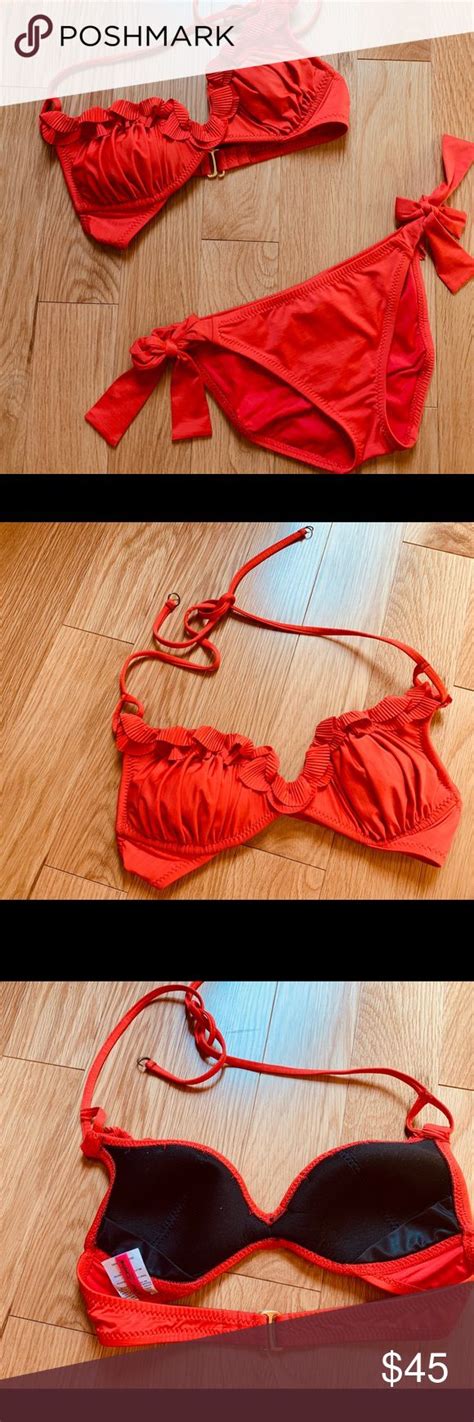 Betsey Johnson Red Ruffle Swim Bikini Betsey Johnson Betsey Bikinis