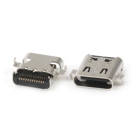 Female 24 Pin Type-C Stainless Steel Shell USB Type C Female Connector