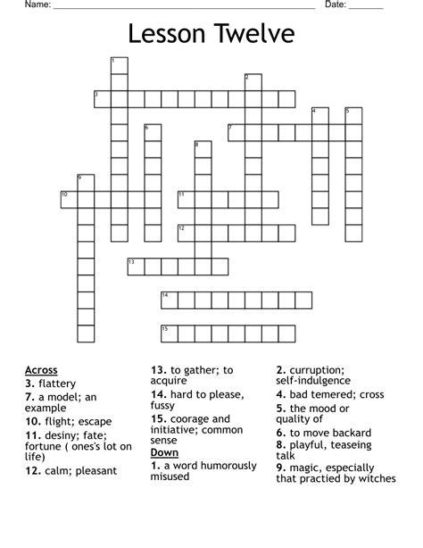 Lesson Twelve Crossword Wordmint