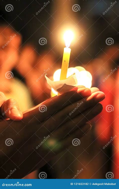 Candle Light Worship Stock Photo Image Of Bright Hand 121653182