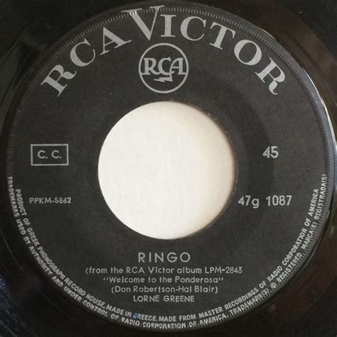 Lorne Greene - Ringo / Bonanza (1964, Vinyl) | Discogs