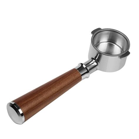 Bottomless Group Handle Portafilter Ear Solid Wood With Basket Mm