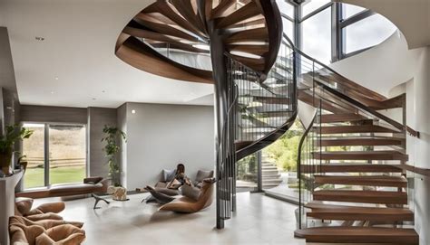 Premium Photo | A spiral staircase is made of wood and has a wooden ...