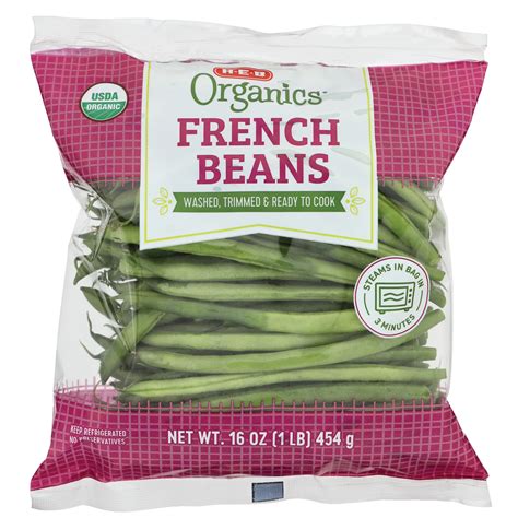 H E B Organics Fresh Steamable French Green Beans Shop Beans And Peas At H E B