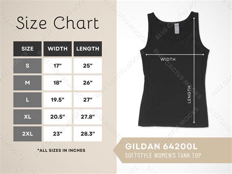 Gildan 64200l Size Chart Sizing Guide For Softstyle Womens Tank Top  Design Template