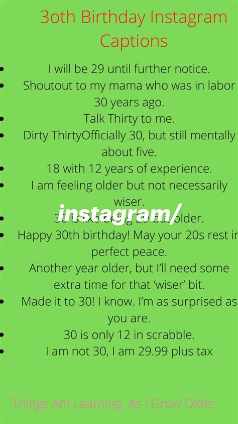 30th Birthday Instagram Captions