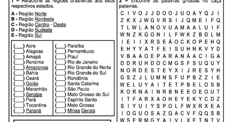 Cruzadinha E Ca A Palavras Brasil Regi Es Suporte Geogr Fico