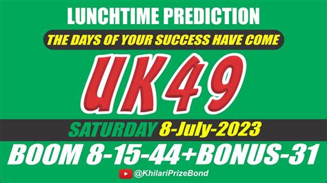 UK 49 Lunchtime UK 49s Predictions Uk49 Today 8 July 2023 SR