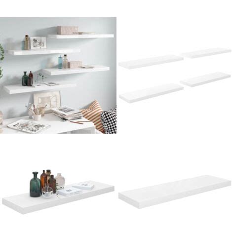 Tag Re Murale Flottante Pcs Blanc Brillant X X Cm Mdf