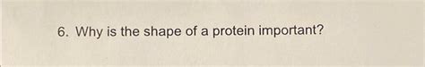 Solved 6. Why is the shape of a protein important? | Chegg.com