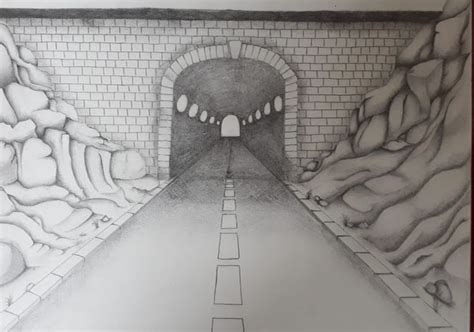 Tunnel Room Perspective Drawing Art Drawings Simple Road Drawing