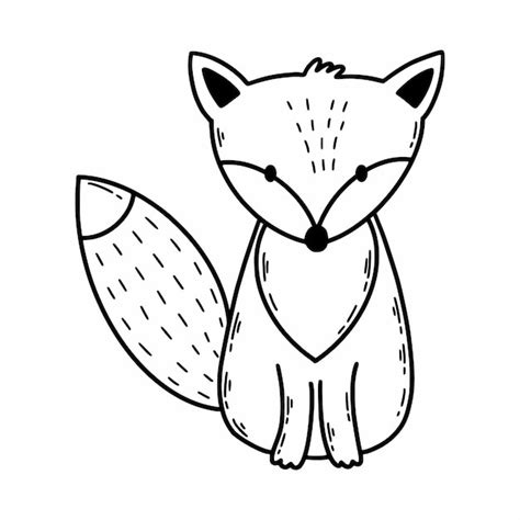 Premium Vector Cute Fox In Doodle Style Hand Drawn Illustration