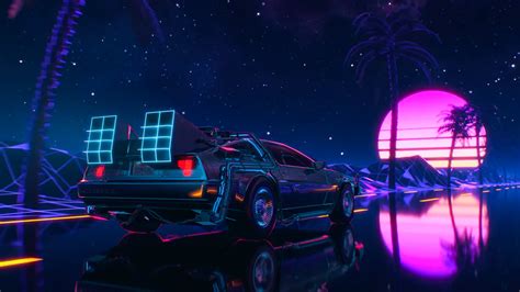 DeLorean, Retrowave, Synthwave, Neon, Glow, Automobile, Colorful ...