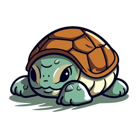 Une Jolie Tortue De Dessin Anim Isol E Sur Un Fond Blanc Illustration