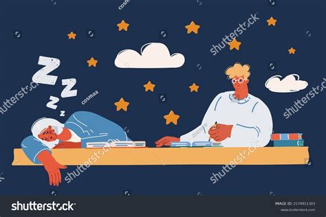 Cartoon Vector Illuatration Student Sleeping On Stock Vector (Royalty ...