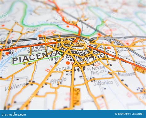 Piacenza City Over A Road Map ITALY Stock Photo Image Of Emilia