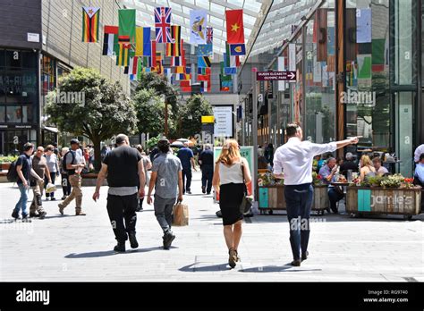 Shoppers At Westfield Stratford City Shopping Centre In East London Hi