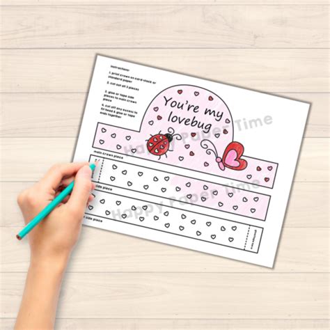 Lovebug Paper Crown Printable Coloring Valentine Craft Activity Made By Teachers