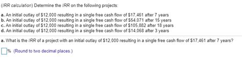 Solved IRR Calculation Determine The IRR On The Following Chegg