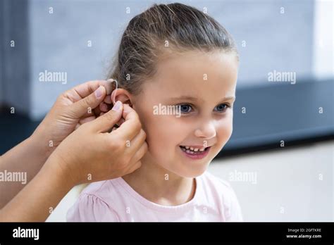 Audiology Hearing Aid For Child Audiologist And Deaf Disability Stock