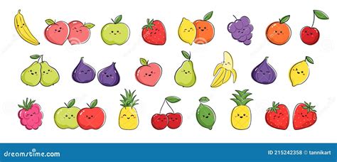 Collection Of Fruits Expressing Positive Emotions Vector Set Of