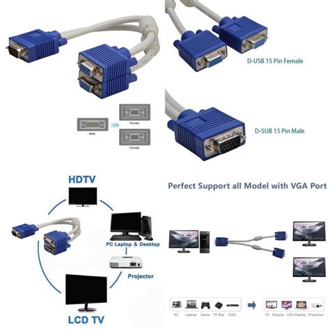 2way Vga Y Splitter Cable 15pin 1 Male To 2 Female Y Cable Lankagadgetshome 94 778 39 39 25