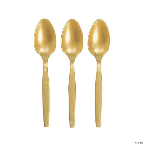 Bulk Metallic Gold Plastic Spoons 50 Ct Oriental Trading