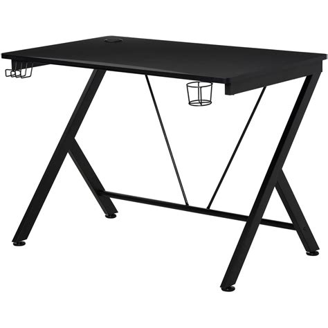 Portland Metal Gaming Desk with Cup Holder Black | Wilko