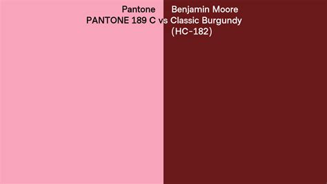 Pantone 189 C Vs Benjamin Moore Classic Burgundy HC 182 Side By Side