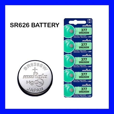 5PCS Murata 377 SR626SW Battery 1 55V Silver Oxide Watch Button Cell