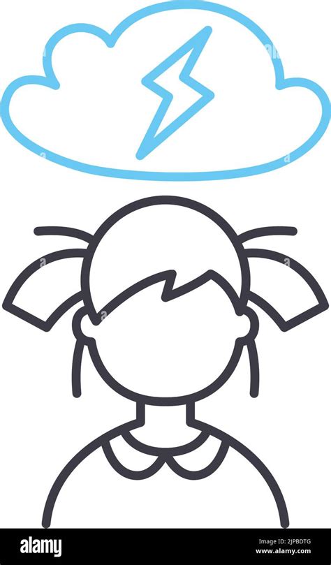 sadness and sorrow line icon, outline symbol, vector illustration ...