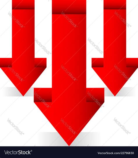 3d Red Arrows Downward Arrows Royalty Free Vector Image