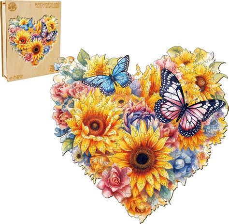 Amazon WOODBESTS Wooden Puzzle For Adults Sunflowers And