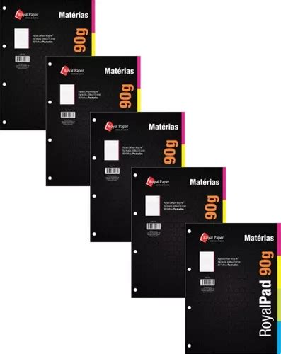 Folha De Fichario Gramatura 90 - Folha Fichário C/ Borda Colorida 80 Fls Gramatura 90 - 5 Un ...