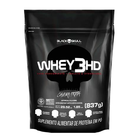 Whey 3HD Refil Sabor Baunilha 837g Black Skull