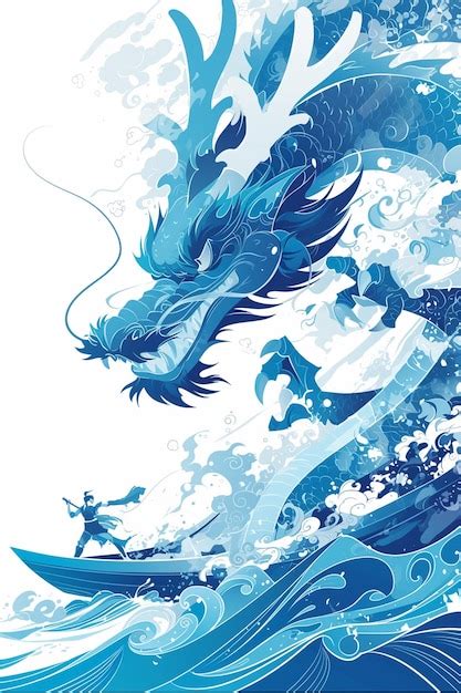 Premium Vector Chinese Dragon Boat Racing In River Scenes