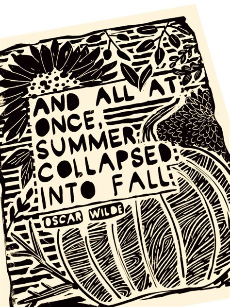 Oscar Wilde Quotes, Fall, Autumn Print, October. Lino Style ...