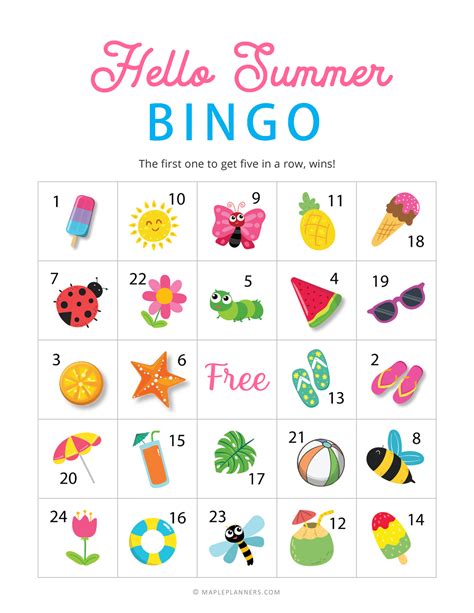 Summer Activity Bingo Printable