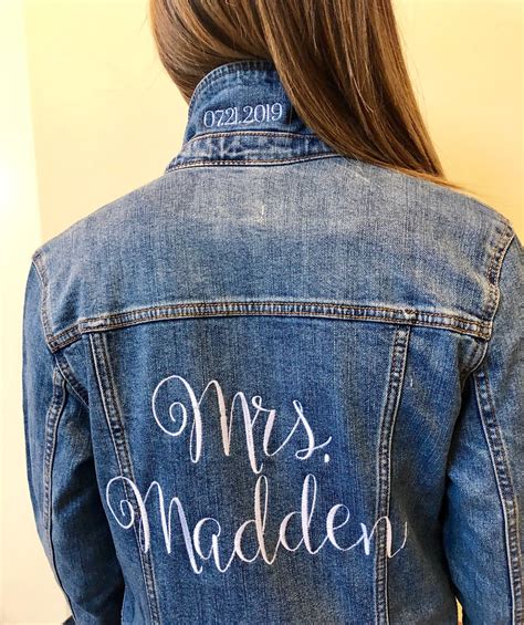 Mrs Denim Jacket Custom Mrs Jean Jacket Embroidered Bride Etsy