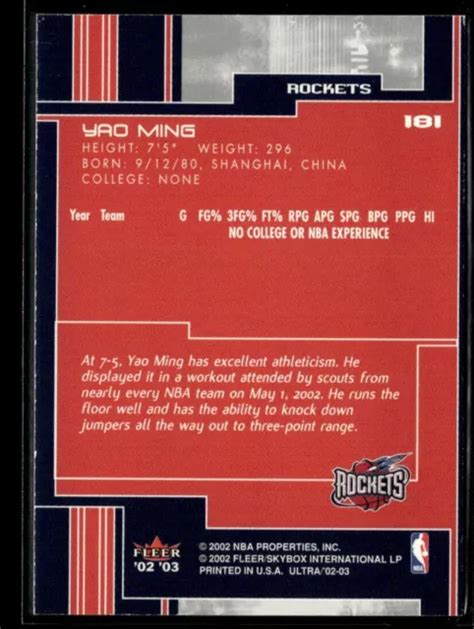 Rockets Yao Ming Fleer Ultra Rc B Houston Eur