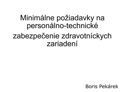 Ppt Minim Lne Po Iadavky Na Person Lno Technick Zabezpecenie Zdravotn