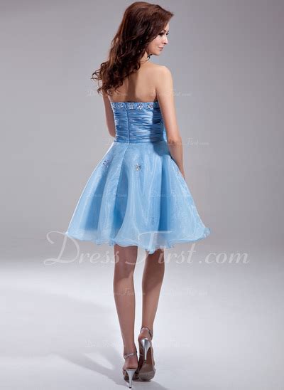 A Lineprincess Sweetheart Knee Length Organza Homecoming Dress With Ruffle Beading Bows