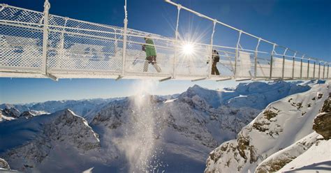 Icy rope bridge offers chilling views of the Alps