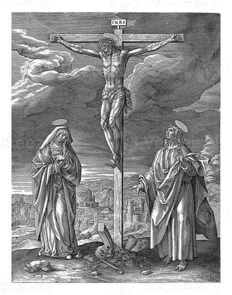 Christ On The Cross Hieronymus Wierix After Maerten De Vos 1584