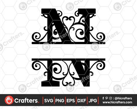 Free Split Monogram N Svg Split Letter N Svg Hi Crafters Monogram