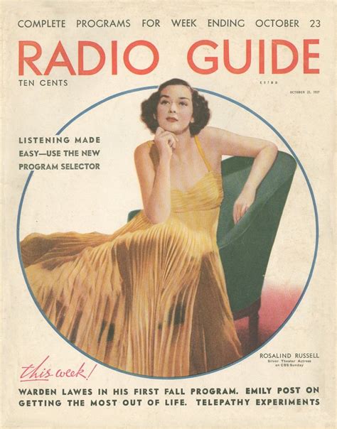 The Cover Of Radio Guide Shows A Woman In A Yellow Dress Sitting On A Chair