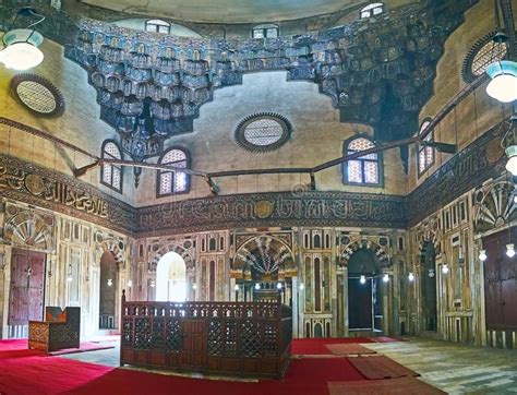 Ornate Interior of Sultan Hassan Mosque, Cairo