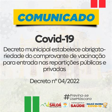 Prefeitura De Salo Decreto Estabelece Obrigatoriedade De Comprovar A