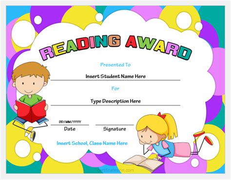 Reading Award Certificate Templates for Word | Professional Certificate ...